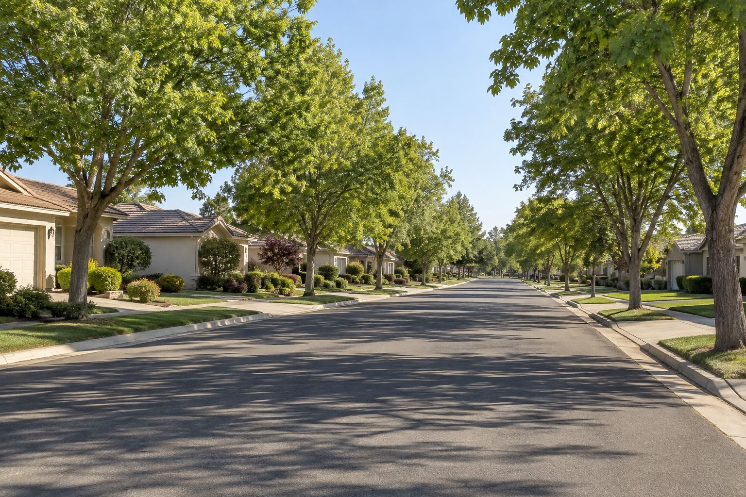 A Clovis, California residential street, illustrative