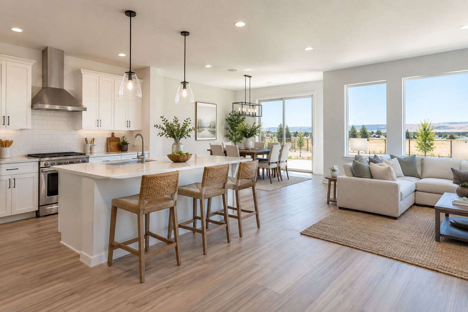 A bright Central Valley, California home interior, illustrative